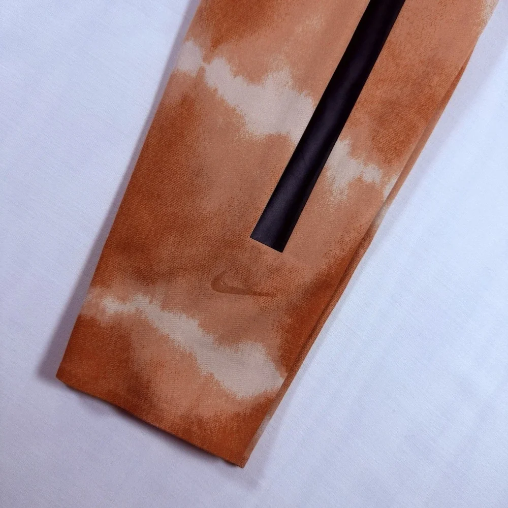 Women's Nike One Luxe Mid-Rise Full Length Orange Tie Dye Leggings Large NWOT